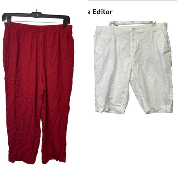 Carribbean Joe Pants - Carribbean Joe Womens Size 16 Long Rayon Blend Red Pants Cotton Blend Shorts